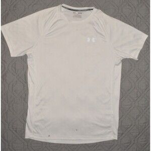 Under Armour HeatGear T-Shirt Mens Sz M White Fitted Short Sleeve Athletic